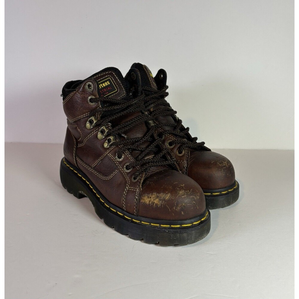 Dr. Doc Martens Boots Men’s 6 L 7 Brown Industrial Steel Toe Safety Work DM229